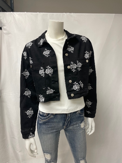 Floral Cropped Denim Jacket DSA - Parker-BWF - D