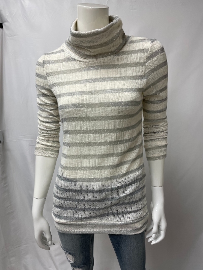 Turtle Neck Long Sleeve Stripe Top GOL - T9724 - 7